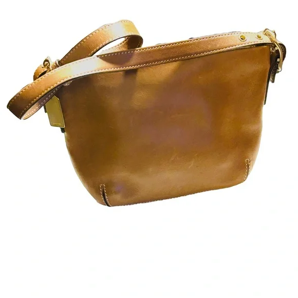 Vintage Coach British Tan Leather Mini Shoulder Bag Brass Hardware Collectible - Picture 2 of 8